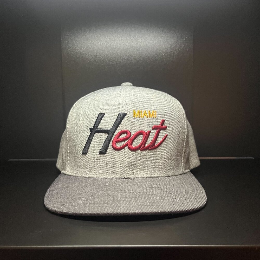 Mitchell & Ness Miami Heat Grey Red Adjustable Snapback Hat Cap NBA Basketball